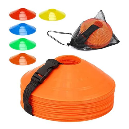 COOLHOOD Nylon Buckle Straps, Football Cones Disc Cones Soccer Agility Cones Sports Training Cones Multicolor Field Marker Plastic Cones with Holder