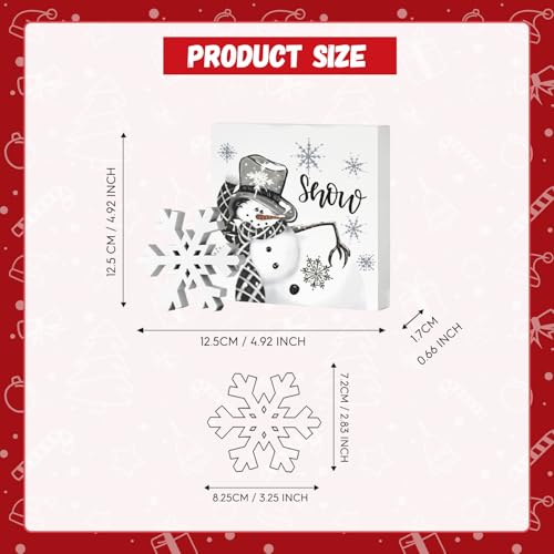 Smile Christmas Indoor Decor, Snowflake Snowman Square Sign Wooden Sign for Desk Table Shelf Office Farm Decoration Kitchen 5 x 5 Inches. - style: Snowman