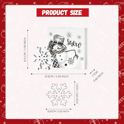 Smile Christmas Indoor Decor, Snowflake Snowman Square Sign Wooden Sign for Desk Table Shelf Office Farm Decoration Kitchen 5 x 5 Inches. - style: Snowman