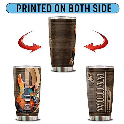 Personalized Bass Gifts for Men 20oz Stainless Steel Insulated Coffee Cup Travel Mug Tumbler with Lid Bassist Gift for Musician Lovers Players Dad Husband Son Christmas Birthday Valentine - color: BASS GUITAR