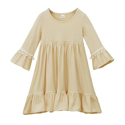 Prayer Set for Muslim Kid Girls Two Pieces Set Skirt Scarf, with a Prayer Rug and Rosary, Suitable East Dubai Clothes - color: Khaki, size: 4-5T