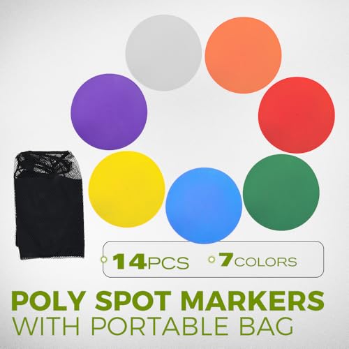 MUXSAM 14Pcs Spot Markers for Agility Dot Gym PE Training Dance, Flat Disc Markers, Soccer Cones, Field Court Markers, Football Training Equipment with Bag for Games Floor Dots Sport - size: 23cm/9in
