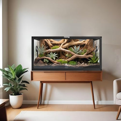 Stackable 50 Gallon Reptile Enclosure for Gecko, Juvenile Reptile | Optimal Ventilation & Light Penetration by Rust Proof Mesh Top, Easy Assembly within 6 Steps with Clear Instruction - color: Ultimate Black, size: 50 Gallon
