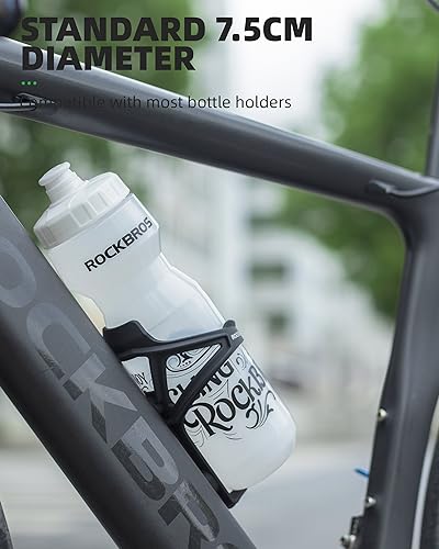 ROCKBROS Bike Water Bottle, 20-25oz BPA-Free Leakproof Squeeze Bottle | Material: PP5 20-25oz bottle; Safety: BPA/BPS-free; Design: Leakproof high-flow cap; Fits most bike cages - color: 20oz Black Grey