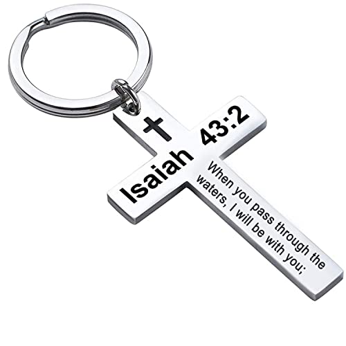 Ldurian Bible Verse Keychain Christian Cross Keychain for Women, Cross Key Chain for Men Religious Scripture - style: Isaiah 43:2