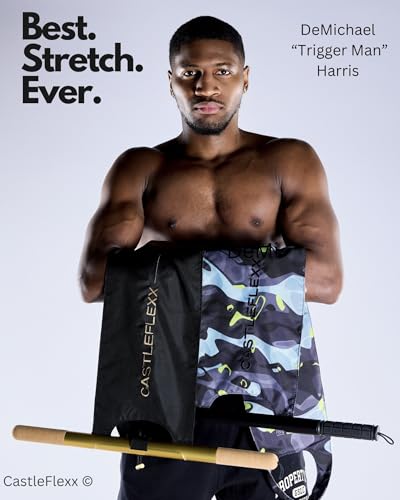 CastleFlexx Mobility and Full Body Strengthening Device | Non-Elastic Stretch Strap with Natural Premium Cork Handles for Stretching, Exercise, Physical Therapy, and Yoga - size: Standard