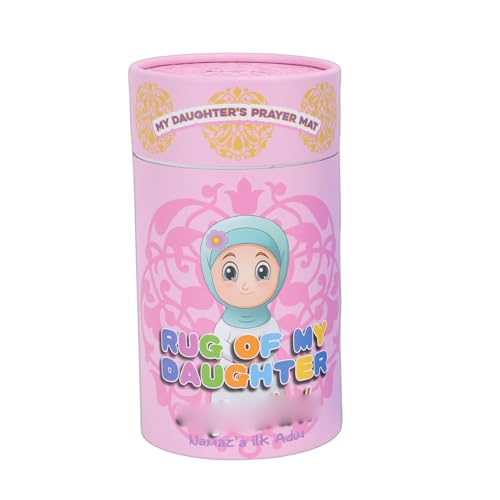 Pssopp Pray Rug for Kids, Thick and Soft Convenient to Carry Not Easy Fade Children Meditation Mat with Tassel Pray Beads Pendant Cylinder for Worship (Pink) - color: Pink