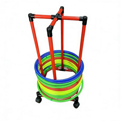 Simple PVC Hula Hoop Holder with Wheels, Outdoor Hoop Stand, Space-Saving Equipment Holder for Home, Gym, No Hula Hoop - color: 19.7in