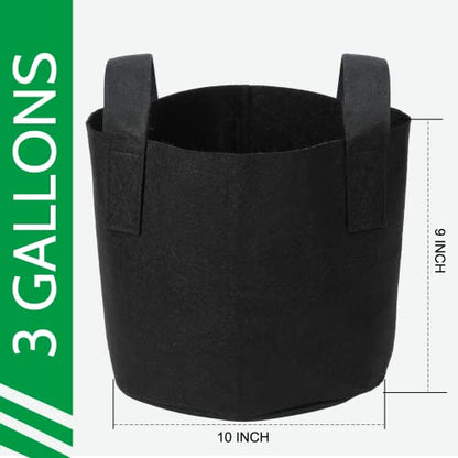 JERIA 12-Pack 3 Gallon Grow Bags, 300G Thickened Nonwoven Garden Pots,Heavy Duty Fabric Pots with Reinforced Handles - size: 3 Gallons