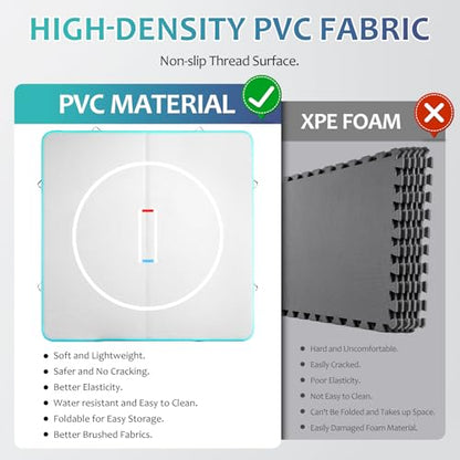 Inflatable Wrestling Mat For Home, 10x10ft 4" Thick Foldable Jiu Jitsu Mats For Outdoor Indoor, Waterproof Pvc Gymnastics Mats For Tumbling Yoga Bjj Mma Grappling Judo Boxing Martial Art, Up To 15PSI, Assembly & Inflation In Minutes