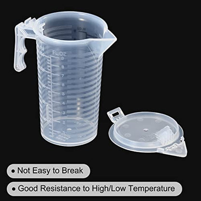 PATIKIL Graduated Beaker, 250ml PP Plastic Liquid Measuring Cup Double Sided Black Graduations with Handle Lid and Spout for Lab Kitchen Home - size: 250ml