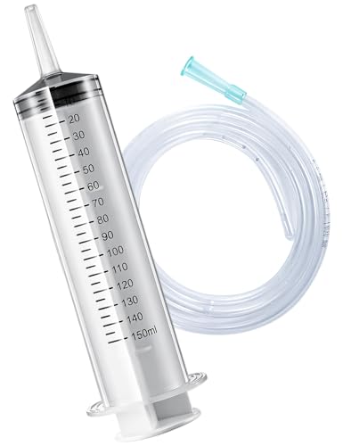 2 Pack Large Syringes set, Large Plastic Garden Industrial Syringes for Scientific Labs, Measuring, Watering, Refilling, Filtration Multiple Uses (150ML*1+Plastic Tubing*1) - size: 150ML+Plastic Tubing
