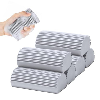 6 Pack Damp Clean Duster Sponge,Dusting Sponge Duster for Housekeeping,Reusable Household Cleaning Sponge for Blinds, Fan Blades,Mirrors,Glass, Baseboards,Window Track Grooves and Car (Grey) - color: Gray