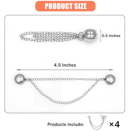 Ouliget Multi-Function Magnetic Clothing Clips,Pinless Brooch Chain Magnetic Buttons Shawl Clips for Hijab, Loose T-Shirt Hems, Sleeves, Collar and Pants Hems,4 Pieces (Silver Bow) - color: Silver Bow