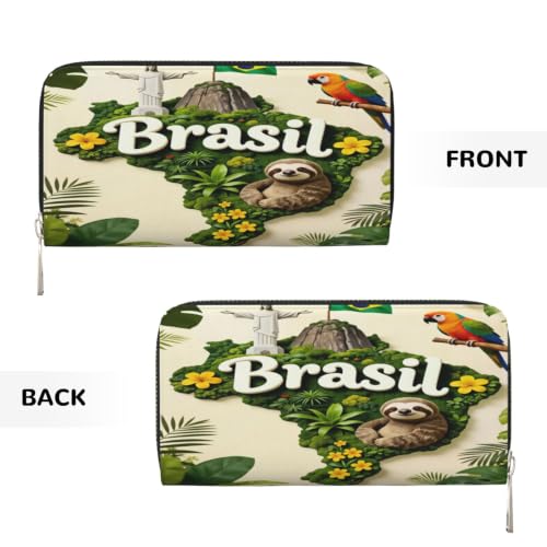 Brazil's Diversity And Nature PU Leather Long Wallet for Women Men, Zipper Clutch Wallet RFID Card Holder Organizer - color: Brazil's Diversity And Nature