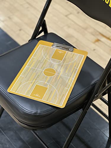 Basketball Coaching Board | Double-Sided Premium Dry Erase Clipboard with Full & Half Court (Yellow) - color: Yellow
