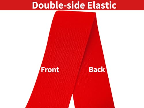 Red Wide Knit Elastic Band for Sewing 3 inch 5yards Double-Side Twill Woven Elastic Heavy Stretch Elastic Spool Band for Sewing Pants Waist-Wigs-Skirts-Craft-DIY Projects (#34) - color: Red #34
