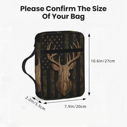 Camouflage Hunting Deer Bible Cover Case with Handle and Zippered Pocket - color: Camouflage Hunting Deer