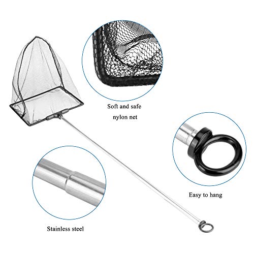 Aquarium Fish Net 10.8"x16.3" Rectangular Fish Net with 5.5"-16.3" Handle | Fine Mesh Nylon Fish Tank Accessory with Extendable Telescopic Plastic Handle - size: 6 inch
