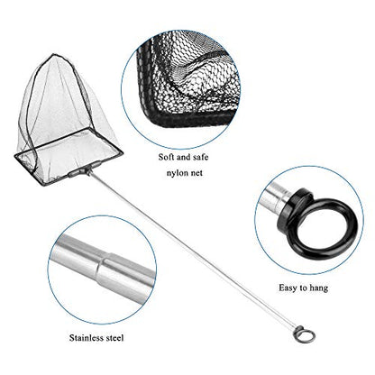 Aquarium Fish Net 10.8"x16.3" Rectangular Fish Net with 5.5"-16.3" Handle | Fine Mesh Nylon Fish Tank Accessory with Extendable Telescopic Plastic Handle - size: 6 inch