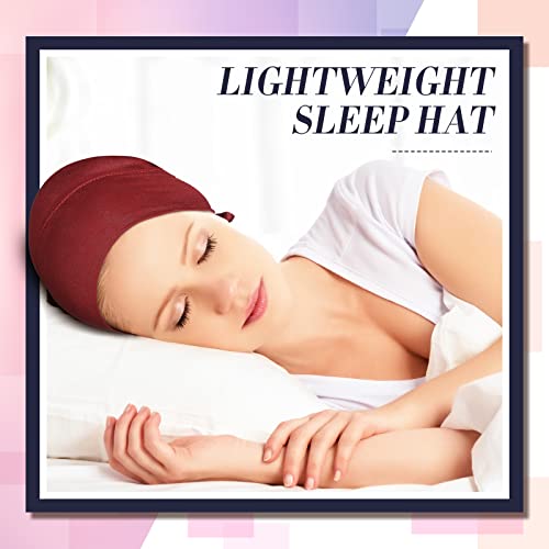 4 Pieces Women Under Scarf Hat Hijab Cap Islamic Muslim Under Scarf Turban Beanie Cap - color: Wine Red, Navy, Purple, Ginger, size: One Size