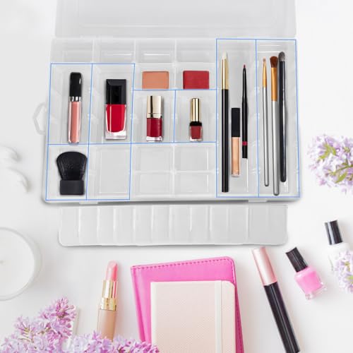 Guyuyii 4 Pack 36-Grid Plastic Clear Organizer Box with Adjustable Dividers | for Fishing Tackle, Craft, Jewelry Making, Diamond Painting, Beads, Earrings, Nail Art Supplies, Seeds, Small Hardware - size: 4 Pack 36 Compartments