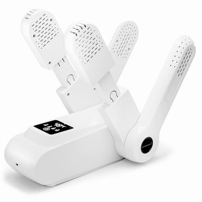 Boot Shoe Dryer - 3-4 Heat Settings, 360° Rapid Drying, Auto Shut-Off & Timer for Sneakers, Work Boots, Gloves - color: White -4 Poles