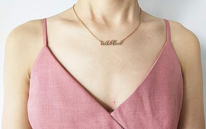 Custom Name Necklace, 18K Gold Plated Nameplate Personalized Jewelry Gift for Women - color: Style-06