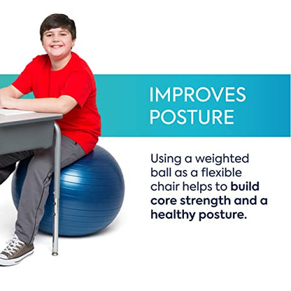 Bouncyband Balance Ball – Create Flexible Seating to Improve Focus at School, Office, or Home with This No-Roll Weighted Ball - color: Dark Blue, size: Medium (Pack of 1)