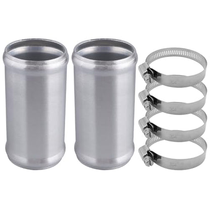 AC PERFORMANCE 2" (51mm) OD Aluminum Alloy Hose Joiner Silicone Pipe Connector Bead, 4" Length with 304 SS Clamps, Pack of 2 - size: 2" (51mm) - 2PCS