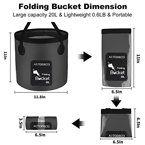 2 Pack Collapsible Bucket 5 Gallon Container Folding Water Bucket Portable Wash Basin for Outdoor Travelling Camping Fishing Gardening Car Washing 20L - color: Black