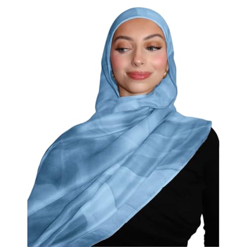 ZGMYC Watercolour Floral Printed Hijab Scarf for Women Soft Modal Cotton Instant Hijab Head Wraps Shawls Long Scarves - color: Color 20