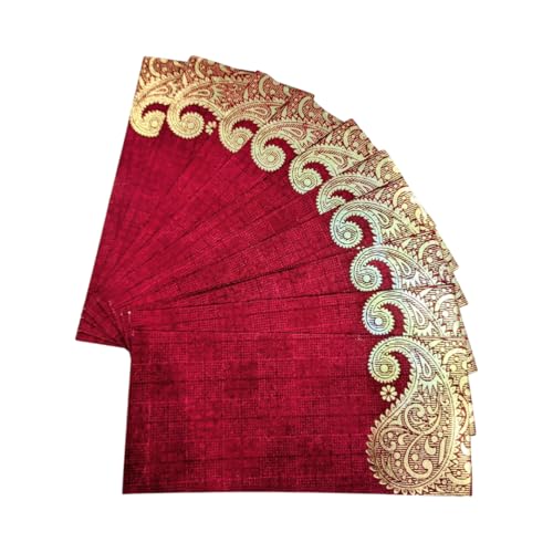 Shagun Envelopes Designer Set Money Cash Gift Envelope (pack of 10) for Indian Wedding/Engagement/Diwali/Birthday/Anniversary (Red) - color: Red