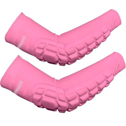 Frelaxy Elbow Pads, Padded Arm Sleeves for Volleyball and Football, 2 Pack - color: Pink, size: Medium