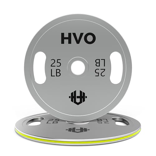 HVO Olympic Weight Plates with Grip: 2 Inch Standard Calibrated Weight Plates For Home Gyms, Fitness Centers, Strength Workouts, Barbell Use Olympic Standard Weights - size: 25LB Pair