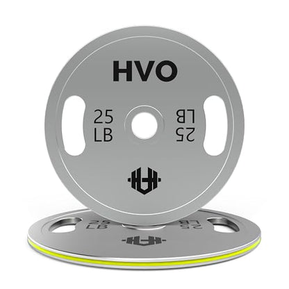 HVO Olympic Weight Plates with Grip: 2 Inch Standard Calibrated Weight Plates For Home Gyms, Fitness Centers, Strength Workouts, Barbell Use Olympic Standard Weights - size: 25LB Pair