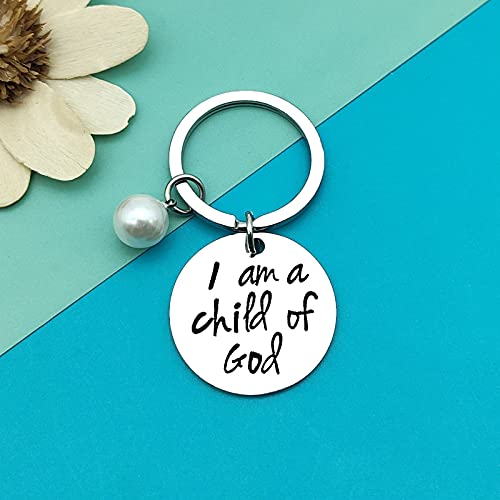 Dabihu Christian Gift Keychain Religious Gift Bible Verse Keyring Baptism Christmas Easter Birthday First Communion Gift - color: Silver Round Keychain