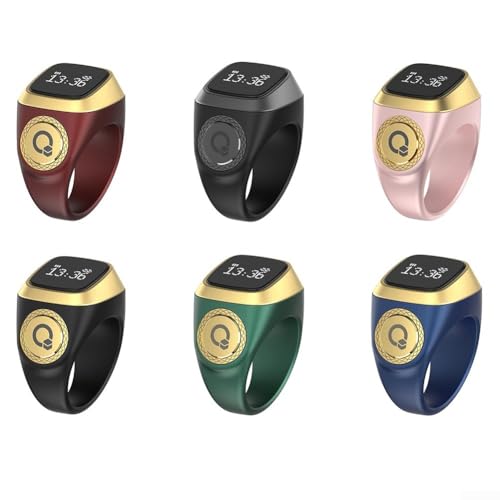 IQ-ibla Smart for ZIKR Ring Prayer Ring Smart Counter Smart Ring Prayer Time Vibration Display Digital Azan Alarm Clock for Most People(18mm Pink)