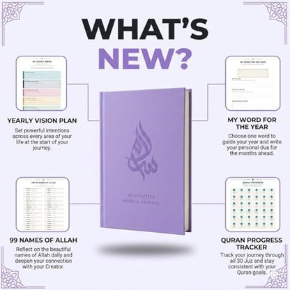 Salam Journal, Islamic Daily Planner with Prayer Tracker, Daily Hadith and Duas, Undated Layout with 6 Month Coverage, Ramadan and Eid Gift for Muslims, Ramadan Planner (Purple) - color: Purple
