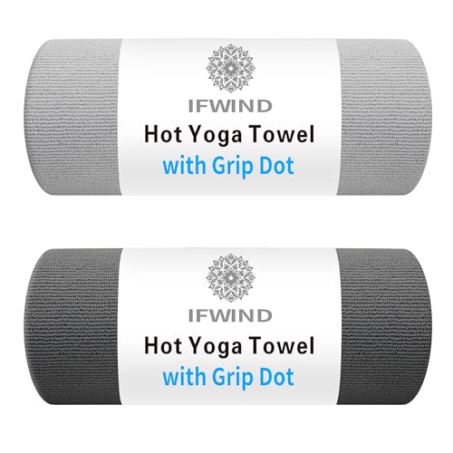 2 Pack Yoga Mat Towels with Grip Dot,Anti-Slip Hot Yoga Towel,Absorbent Microfiber Sweat Mat Cover Towel,Bikram Pilates Fitness
