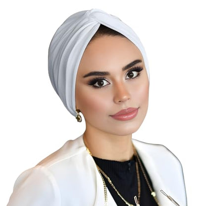 para life Knot Turbans for Women, Breathable Instant Turban|Standard Size Cotton|Pre-tied Scarf, Hijab Cap&Undercap - color: Off-white