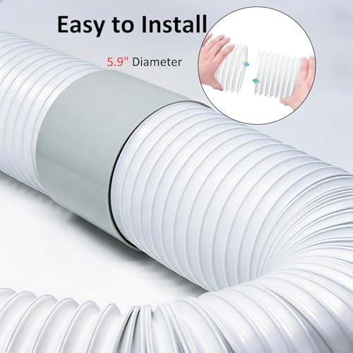 Portable Air Conditioner Hose with Coupler AC Hose with 5.9" Diameter Vent Hose Connector Anti-Clockwise Thread AC Exhaust Hose Extention Coupler for Replacement Tube Compatible with LG