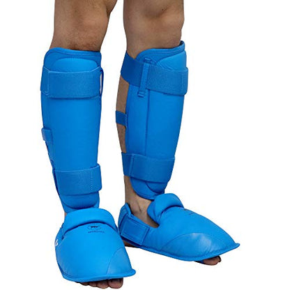 Wesing Karate Shin Instep Guard WKF Karate Shin Pad - color: Blue, size: Medium