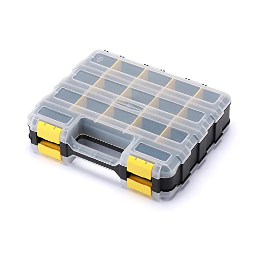 Mayouko Double Side Tools Organizer, Customizable Removable Plastic Dividers, Hardware Box Storage, Small Parts Organizer, 34-Compartment, Black/Yellow - color: Yellow, size: 34 Compartments