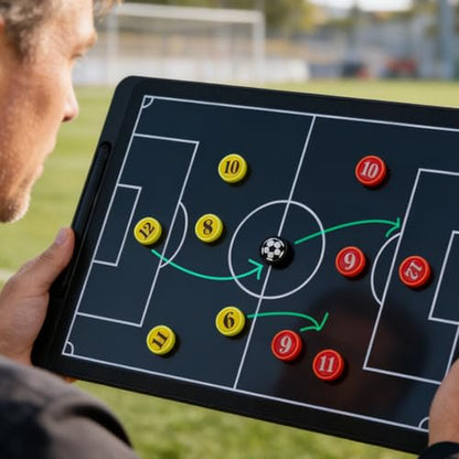 Soccer Coaching Board,Magnetic Electronic 16in LCD Coaching Board,Soccer Tactical Equipment Set,with Stylus Pen,27Pcs Tactical Magnetic Chess,Storage Bag,Soccer Training Equipment
