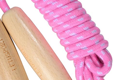 8.8 Feet Jump Rope for Women Men Kids Wooden Handle Jumping Ropes - color: Pink