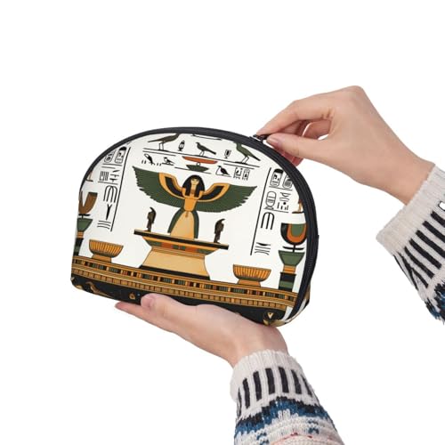 Egyptian Mystery Style 2-Piece Shell Makeup Bag Set, Large Capacity Travel Cosmetic Bag For Women With Zipper, Waterproof Polyester Toiletry Organizer Pouch For Purse, Travel, Gym & Daily Use - color: Egyptian Mystery Style