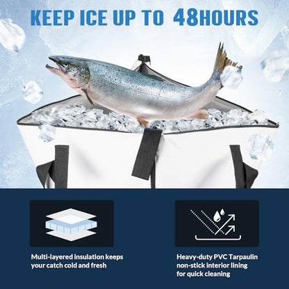THKFISH Insulated Fish Cooler Bag, Fish Kill Bag for Caught Fish | 40x16in/25x17.5in Portable Waterproof Insulated Fish Bag Keeps Ice for 24 Hours - color: GREY-40x16x6.5