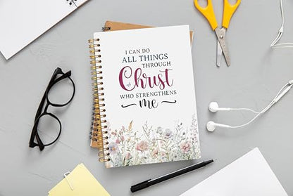 Watercolor Flower Christian Notebook Journal, Christian Gifts for Women Faith, I Can Do All Things Bible Journal Notebooks for Note Taking, Faith Based Gifts, Spiral Notebook 5.5x8.3 Inch - color: 19-Christian-notebook