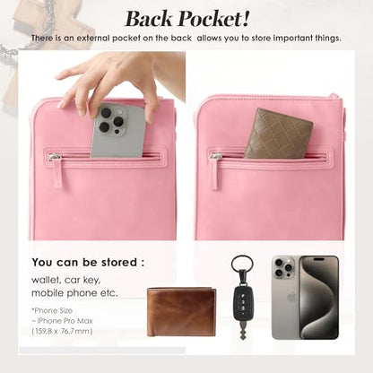 Leather Bible Cover for Women, Zippered Floral Bible Case with Handle, Pink | Bible Study, Church, Journaling & Travel - color: Pink